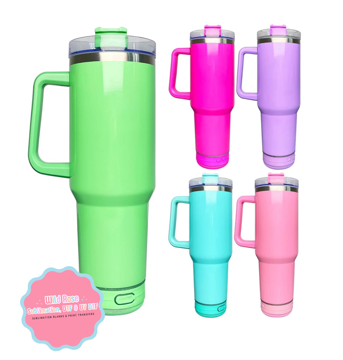 40oz Bluetooth Sublimation Tumblers- Solid Colors
