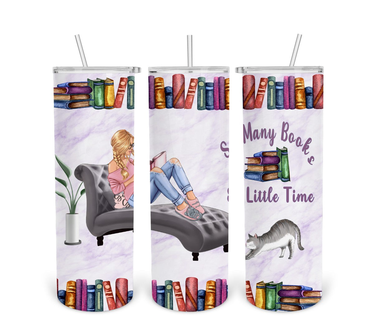 So Many Books So Little Time-Blonde-Tumbler Digital Design