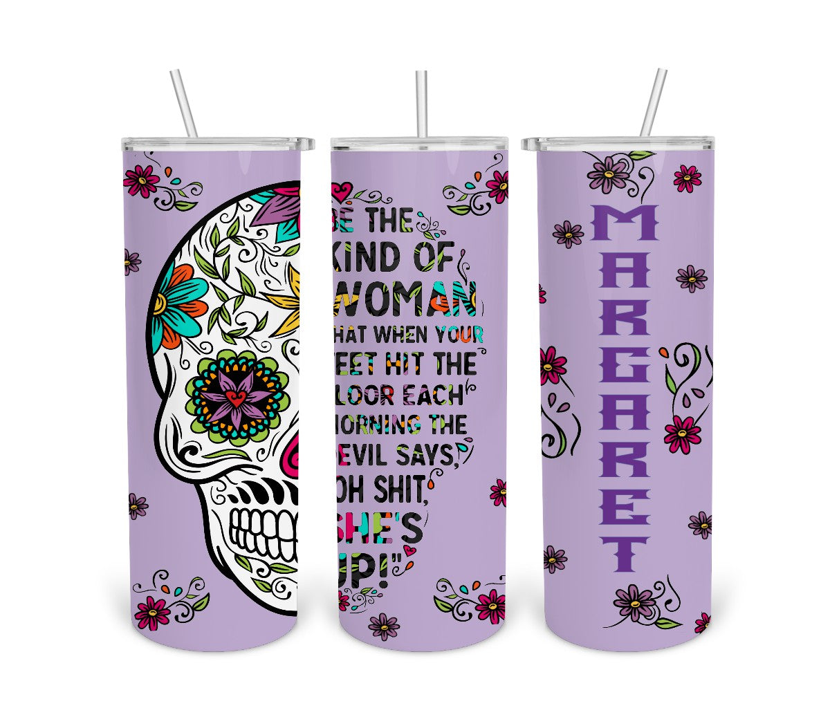 Sugar Skull- The Devil Days Oh Shit-Lavender-Tumbler Digital Design