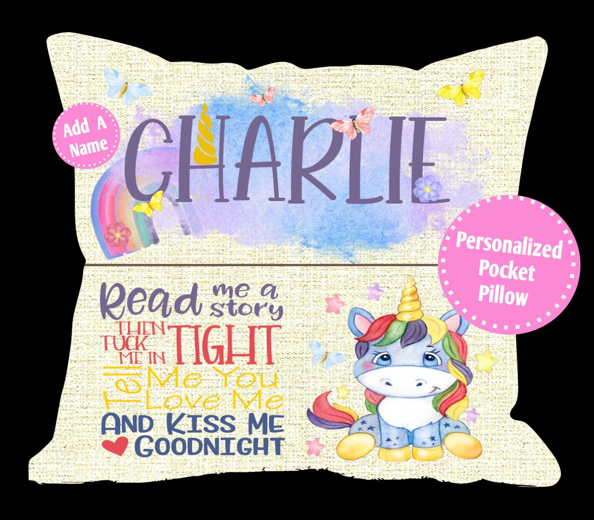 Sleep Tight Unicorn-Blue-Pocket Pillow Digital Designs