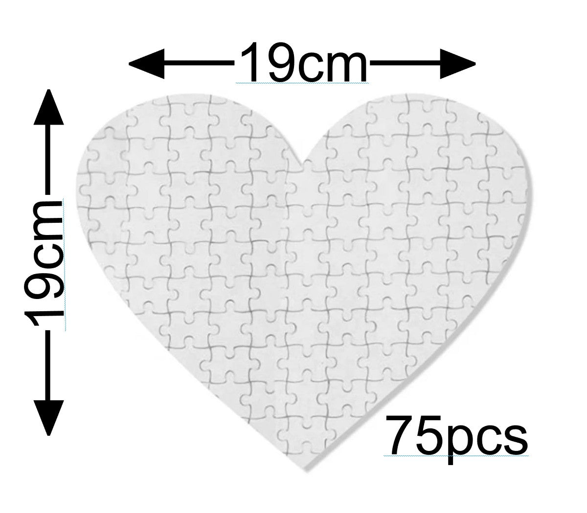 Heart-75 pcs Sublimation Puzzle- 5 Pack