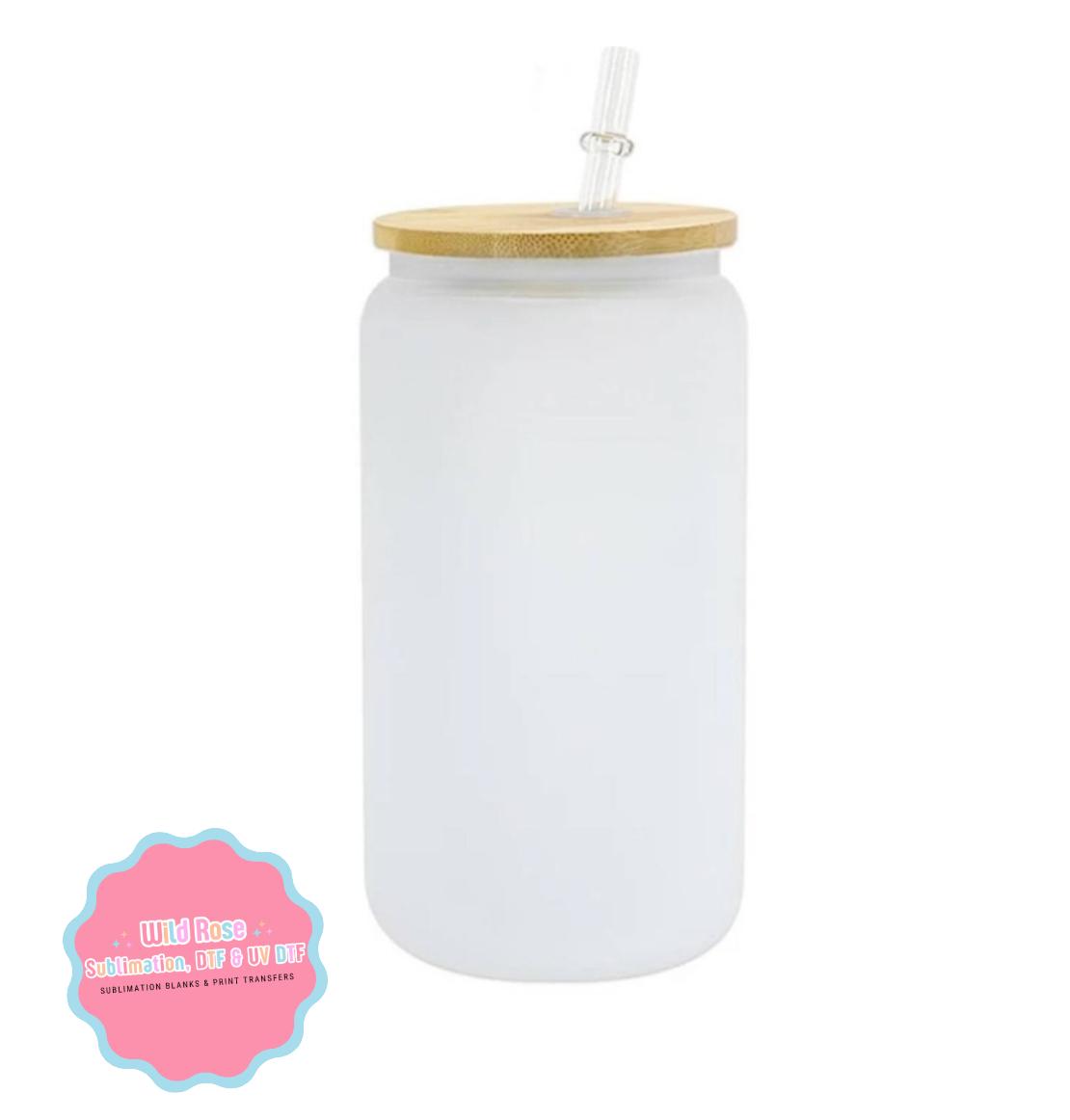20oz Sublimation Frosted Glass Cans With Bamboo Lids