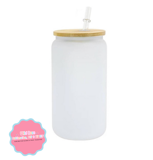 20oz Sublimation Frosted Glass Cans With Bamboo Lids