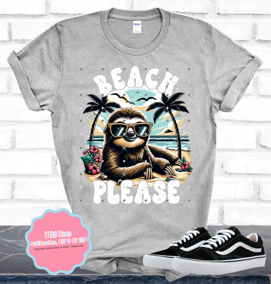 Beach Please-Sloth-Wh