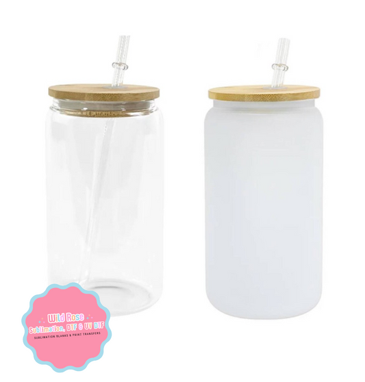 16oz Glass Cans With Bamboo Lids