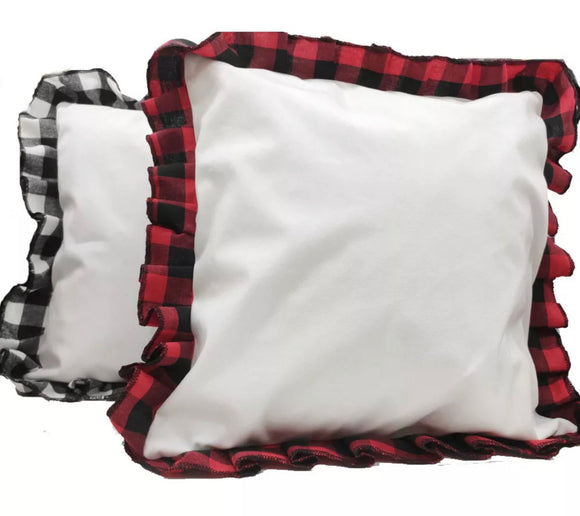 Buffalo Plaid Ruffled Pillow Cover