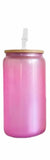 16oz UV/Glow In The Dark Glass Cans With Bamboo Lids
