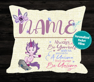 Always Be Yourself- Skateboard Unicorn- Pocket Pillow Digital Designs