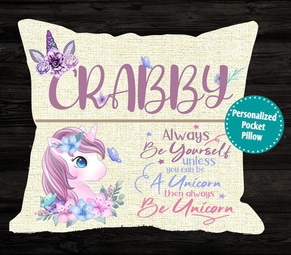 Always Be Yourself- Floral Unicorn- Pocket Pillow Digital Designs