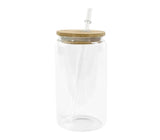 16oz Sublimation Glass Cans With Bamboo Lids