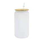 16oz Sublimation Glass Cans With Bamboo Lids