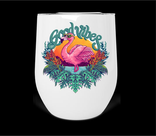 Good Vibes- Flaming- Wine Tumbler Print Transfer