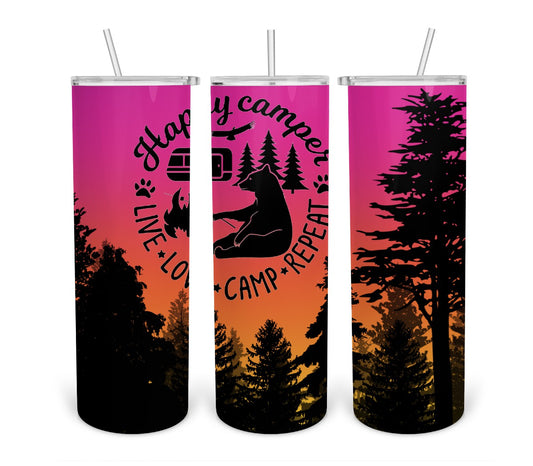 Happy Camper- 20oz Skinny Tumbler Digital Design