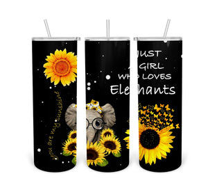 Just A Girl Who Loves Elephants Tumbler Print Transfer