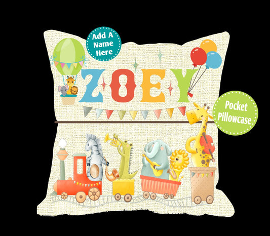 Animal Musical Train- Personalized- Pocket Pillow Digital Designs