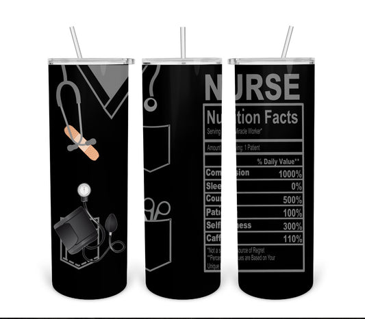 Nurse Nutrition-Black & Grey- Tumbler Digital Design