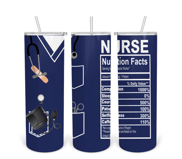 Nurse Nutrition-Navy Blue & White- Tumbler Digital Design