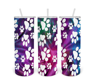 Dog Paw Prints On Rainbow Tumbler Print Transfer