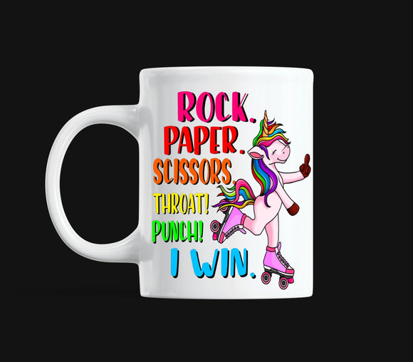 Rock Paper Scissors Colorful Unicorn Mug Print Transfer