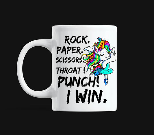 Rock Paper Scissors Unicorn Mug Print Transfer