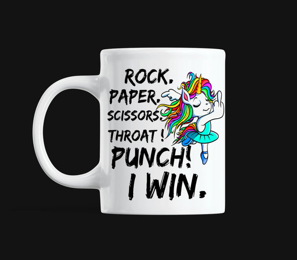 Rock Paper Scissors Unicorn Mug Print Transfer