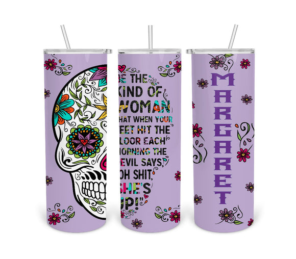 Sugar Skull- The Devil Days Oh Shit-Lavender-Tumbler Digital Design