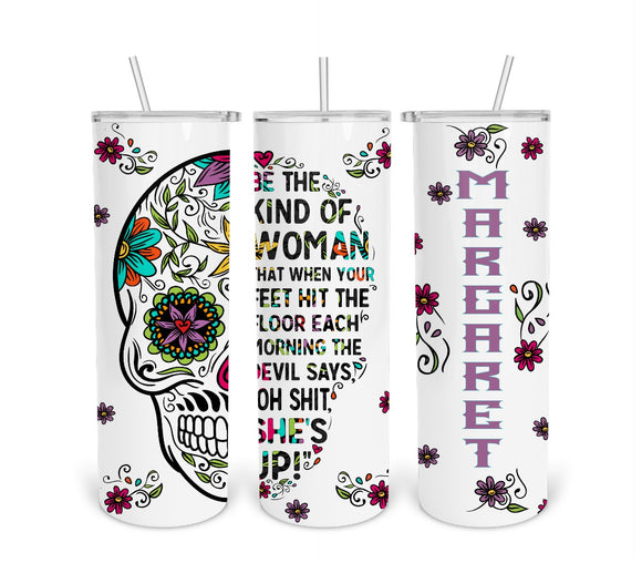 Sugar Skull- The Devil Days Oh Shit- White-Tumbler Digital Design