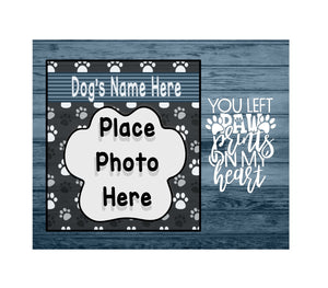 You Left Paw Prints On My Heart- Photo Frame-Digital Design- Blue