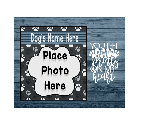 You Left Paw Prints On My Heart- Photo Frame-Digital Design- Blue